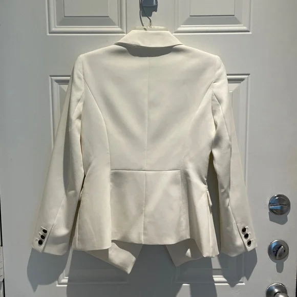 White House Black Market Ivory White Double Breasted Blazer Suit Jacket Size 0 - Picture 14 of 17